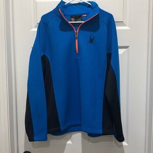SPYDER Men’s Outbound Core Sweater Half-zip Bright Blue and Orange - L